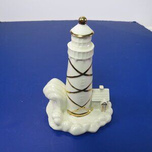 Vintage Lenox Lighthouse Fine China 24KT Gold Collectible 5" tall